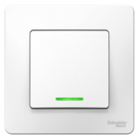 Выключатель 1-клавишный скрытой установки (cхема 1) с подсветкой 10A 250B Systeme Electric Blanca Белый
