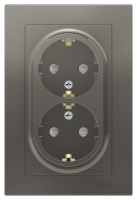 Розетка двойная с заземлением со шторками 16A в сборе Schneider Electric AtlasDesign Сталь