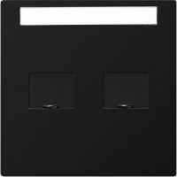 Накладка телефонной/комп розетки 2-ой со шторками и полем для надписи Gira S-Color Черный