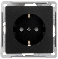 Розетка с заземлением с защитными шторками Wessen 59 Черный бархат