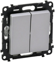 Выключатель 2-клавишный 10A Legrand Valena Life Алюминий