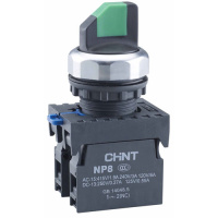 Переключатель без подсветки NP8-11X/21, 2 положения с фиксацией, чёрная 1НО+1НЗ IP65 (R) CHINT