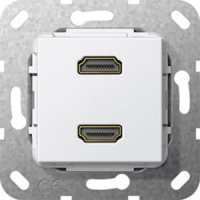 Разъем HDMI High Speed with Ethernet 2-местный инвертирующий адаптер Gira System-55 E22 F100 Белый глянец