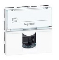 Розетка RJ45 кат. 6 STP 90° экранированная 2 модуля белая Legrand Mosaic