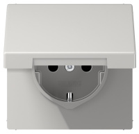 Механизм Розетка штепсельная SCHUKO 16A, 250В~ с откидной крышкой на возвратной пружине со шторками Jung Светло-серый