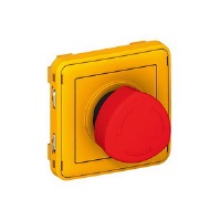 Кнопка экстренного отключения с фиксацией НО+НЗ-контакт 3A IP55 Legrand Plexo Желтый/Красный