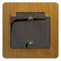 Розетка с заземлением с защитными шторками с крышкой в сборе с рамкой Systeme Electric Glossa Дуб