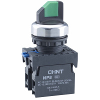 Переключатель с подсветкой NP8-11XD/213, 2 положения с фиксацией, 1НО+1НЗ зелёная AC110В-230В(LED) I CHINT