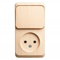 Этюд о/у блок: Розетка без заземления + Выключатель 1-клавиш., сосна,  SE