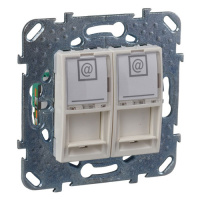 Розетка компьютерная 2-ая RJ45 кат.6 с полем для надписи Schneider Electric Unica Бежевый