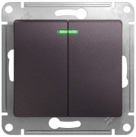 Выключатель 2-клавишный с подсветкой (схема 5A) 10AX механизм Systeme Electric Glossa Сиреневый туман