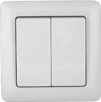 Выключатель 2-клавишный 10A скрытой установки в сборе (опт) Wessen Прима Белый