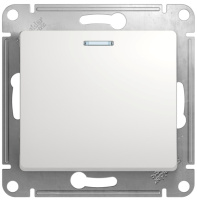 Выключатель 1-клавишный с подсветкой 10A (схема 1a) Systeme Electric Glossa Белый