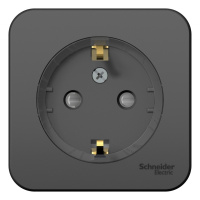 Розетка с заземлением со шторками накладного монтажа с изолирующей пластиной 16A 250В Systeme Electric Blanca Антрацит