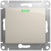 Переключатель 1-клавишный с подсветкой (схема 6A) 10AX механизм Systeme Electric Glossa Молочный
