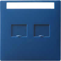 Накладка телефонной/комп розетки 2-ой со шторками и полем для надписи Gira S-Color Синий