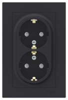 Розетка двойная с заземлением со шторками 16A в сборе Schneider Electric AtlasDesign Карбон