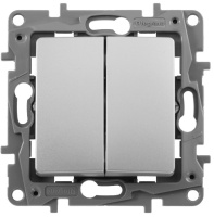Выключатель двухклавишный автоматические клеммы 10 AX 250 В~ Legrand Etika Алюминий