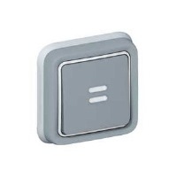 Выключатель кнопочный с подсветкой НО+НЗ-контакт встраиваемый в сборе IP55 Legrand Plexo Серый