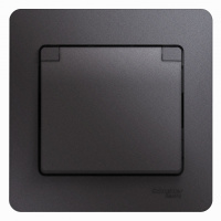 Розетка с заземлением со шторками с крышкой IP20 16A 250В в сборе Systeme Electric Glossa Графит