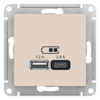 Розетка USB  A+С 5В/2,4А 2х5В/1,2А механизм Schneider Electric AtlasDesign Бежевый