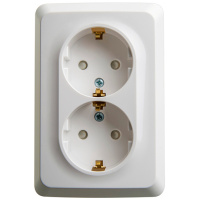 Этюд о/у двойная угловая Розетка с заземлением со шторками 16А, белый, россия SE