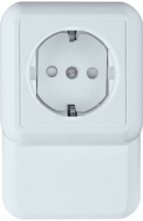 Розетка 1-ая с заземлением с з/ш плинтусная 16A монтаж. плата накладная в сборе (опт) Wessen Прима Белый