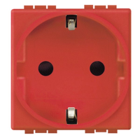 Розетка с заземлением с защитными шторками, 2 мод Bticino Living Light Красный