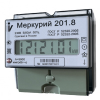 Счетчик 1Ф 1T min 5A/max 80A 230V класс 1 Меркурий 201.8