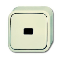 Кнопка 1-клавишная 1-полюсная НО контакт с окном для символа/линзы с подсветкой для открытого монтажа ABB Busch-Duro 2000 AP Слоновая кость