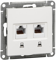 Розетка компьютерная 2-ая RJ45 кат.5e Wessen 59 Белый