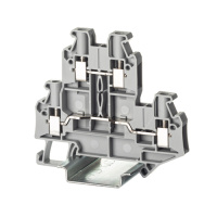 Клемма двухуровневая, винтовой зажим, 4 точки подключения, 4 кв.мм, серая DKC