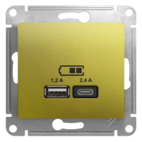 Розетка USB A+С, 5В/2,4А 2х5В/1,2 А механизм Systeme Electric Glossa Фисташковый