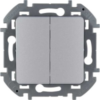 Выключатель 2-клавишный для скрытого монтажа, 10 А, напряжение ~250В. IEK Inspiria Алюминий
