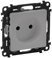 Розетка без заземления с защитными шторками безвинт.зажим Legrand Valena Life Алюминий