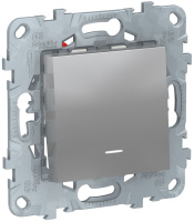 Переключатель 1-клавишный перекрестный с подсветкойсх.7A Schneider Electric Unica New Алюминий