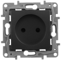 Розетка без заземления с защитными шторками винтовой зажим Legrand Etika Антрацит