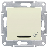 Выключатель 1-клавишный кнопочный с подсветкой с символом "Звонок" 10A Schneider Electric Sedna Бежевый