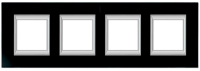 Рамка прямоугольная вертикальная немецкий стандарт 2+2+2+2 мод Bticino Axolute Черное стекло 