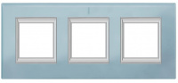 Рамка прямоугольная вертикальная немецкий стандарт 2+2+2 мод Bticino Axolute Голубое стекло 