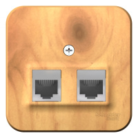 Розетка двойная компьютерная RJ45 кат.5E + телефон RJ11 накладного монтажа с изолирующей пластиной Systeme Electric Blanca Ясень
