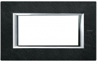 Рамка прямоугольная итальянский стандарт ITA 4 мод Bticino Axolute Черный мрамор Ардезия 