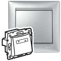 Выключатель кнопочный с подсветкой и держателем этикетки 10A 12V Legrand Valena Алюминий