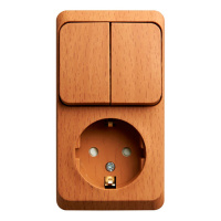 Этюд о/у блок: Розетка с заземлением со шт. + Выключатель 2-клавиш., бук, SE