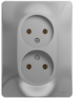 Розетка 2-я без заземления в сборе с рамкой Systeme Electric Glossa Алюминий