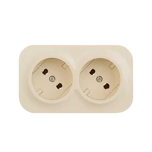 Розеточный блок с предварительным подключением 2 x 2К без шторок - 16 A - 250 В~  IP 20 Legrand Quteo Слоновая кость 