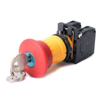 Systeme Electric Кнопка аварийного останова SB5 в сборе 22мм 40мм ключ пластик 1НО+1НЗ