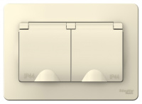 Розетка двойная с заземлением со шторками с крышками скрытой установки 16A 250В IP44 Systeme Electric Blanca Молочный