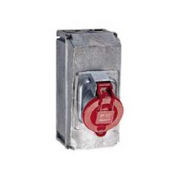 Накладная розетка Hypra в готовом корпусе с одним отверстием под сальник - IP 44 - 3К+Н+З - 63 А - металл Legrand