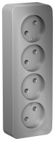 Розетка 4-ая без заземления без шторок накладного монтажа с изолирующей пластиной 16A 250В Systeme Electric Blanca Алюминий